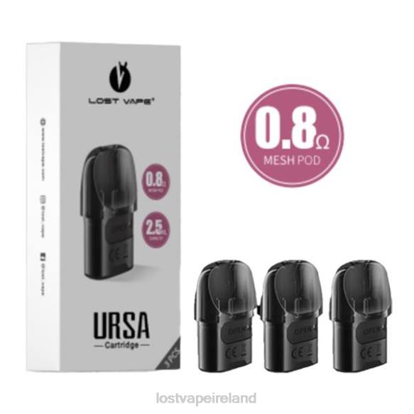 4042G123 Lost Vape URSA Replacement Pods | 2.5mL (3-Pack) Black 0.8ohm - Lost Vape disposable